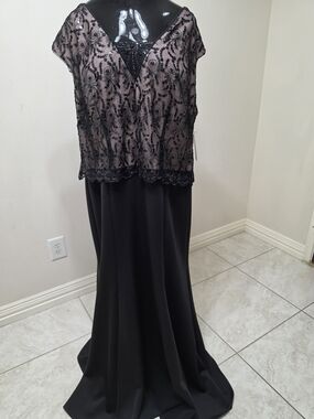 Ignite Evenings Beaded Black Evening Dress
